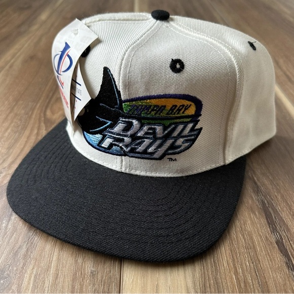 Vintage 90s Logo Athletic Tampa Bay Devil Rays Snapback Hat MLB NWT NEW Cap Wool - Picture 1 of 10